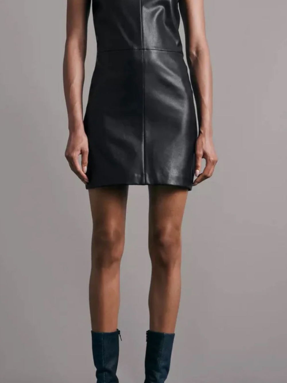 Brand New Theory classic Black Faux Leather Mini dress